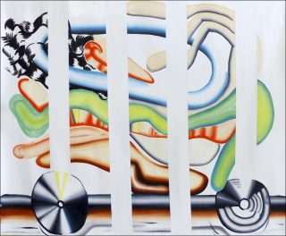 Le temps est une cage à roulette, peinture, Io Burgard