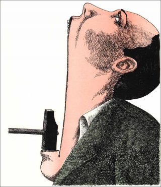 Marteau pilon poil au menton, lithographie, Roland Topor