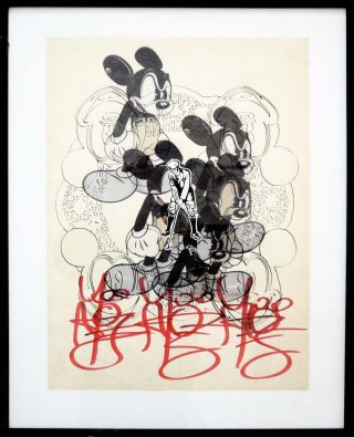 Black Angry Mouse On Red, dessin, Denis Brub