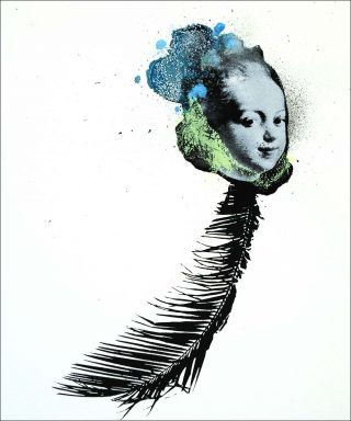 Tête vaudoue, encre et sérigraphie, Raphaël Barontini