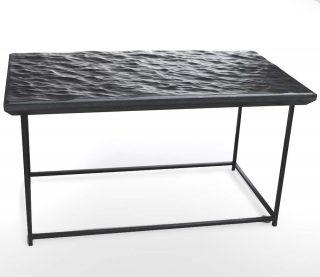 Table, cuir, métal