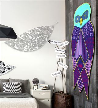 Hibou pop, tapisserie, Marie-Aurore Striker-Metral
