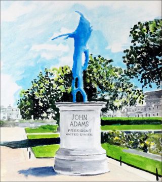 Statue de John Adams, peinture, Alun Williams