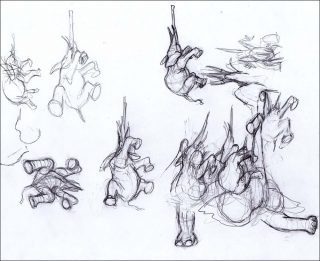 Dessin préparatoire pour éléphant suspendu, dessin, Daniel Firman