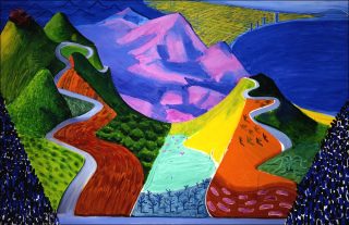Pacific Coast Highway and Santa Monica, peinture, David Hockney