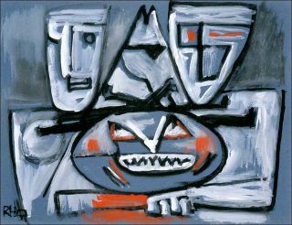 Persée, Andromède et la tête de Méduse, peinture, Raoul Hausmann