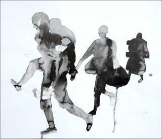 Migrants 8, encre de Chine, Didier Viodé