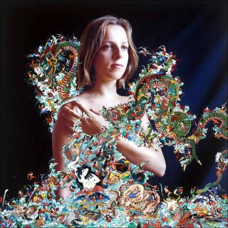 Meret d’après Utagawa Kuniyoshi, peinture sur photo, Elene Usdin