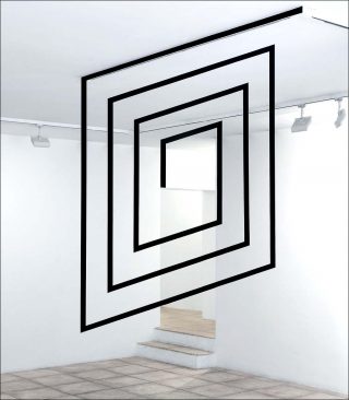 Quatorze droites en spirale, installation, Felice Varini