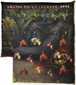 Grande Poule Céleste (Leda), encre sur textile, Hassan Musa