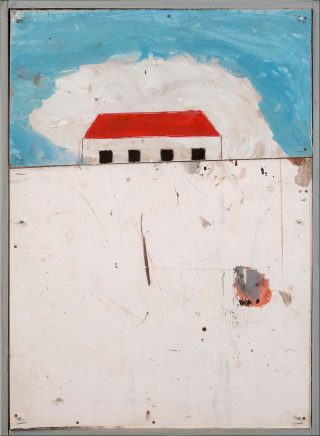 La maison + Malévitch II, peinture, Pierre Buraglio