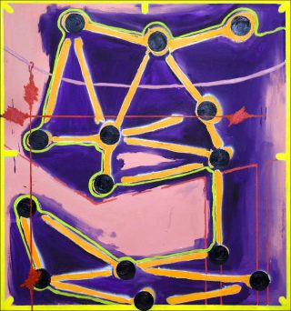 La grue touche les étoiles, peinture, Florent Girard