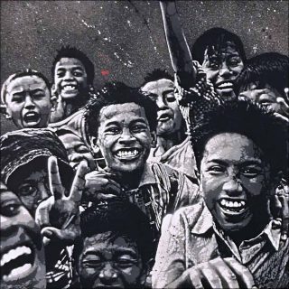 Indonesian kids, peinture, Jef Aérosol