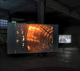 Polyphonic Worlds: Justice as Medium, vue d'installation de la 8è Biennale Contour, Louis Henderson et Filipa César