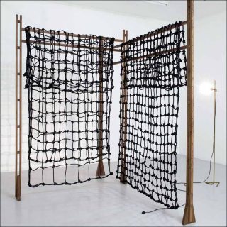 The tiles are black in the studio, installation, Leonor Antunes