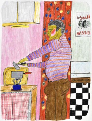 Bed work SA17D37, dessin, Soufiane Ababri