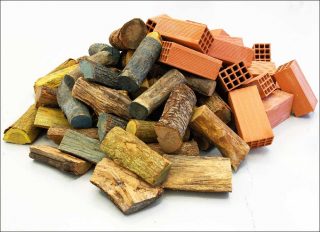 Bernard Pagès, Tas de bûches et de briques, 1969