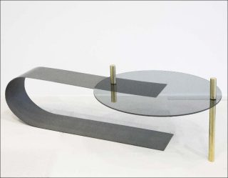 Sophia Taillet, collection Curve - table verre laiton, 2018-2019