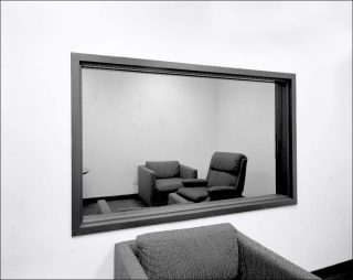 Lynne Cohen, Untitled (Observation Room with Two-Way Mirror), 1980-1989.