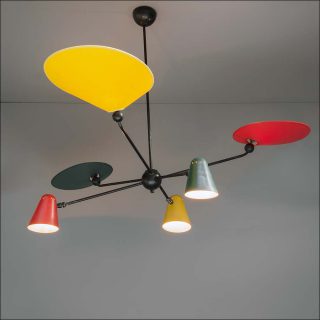 Robert Mathieu, Plafonnier - Lustre à six bras, ca 1955